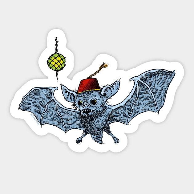 Fez Bat Sticker by zerostreet